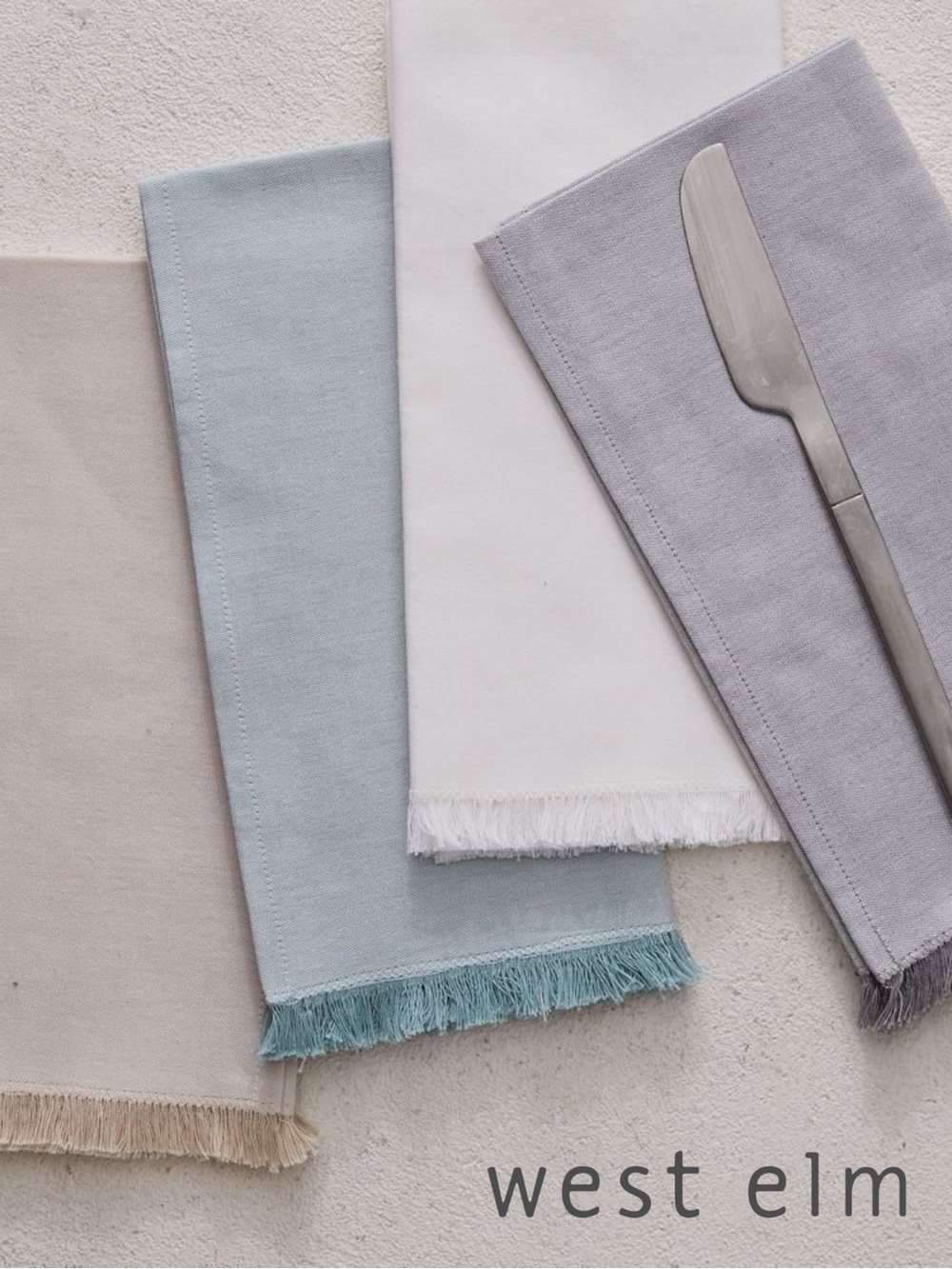 West Elm Frayed Edge Cotton Napkin Set